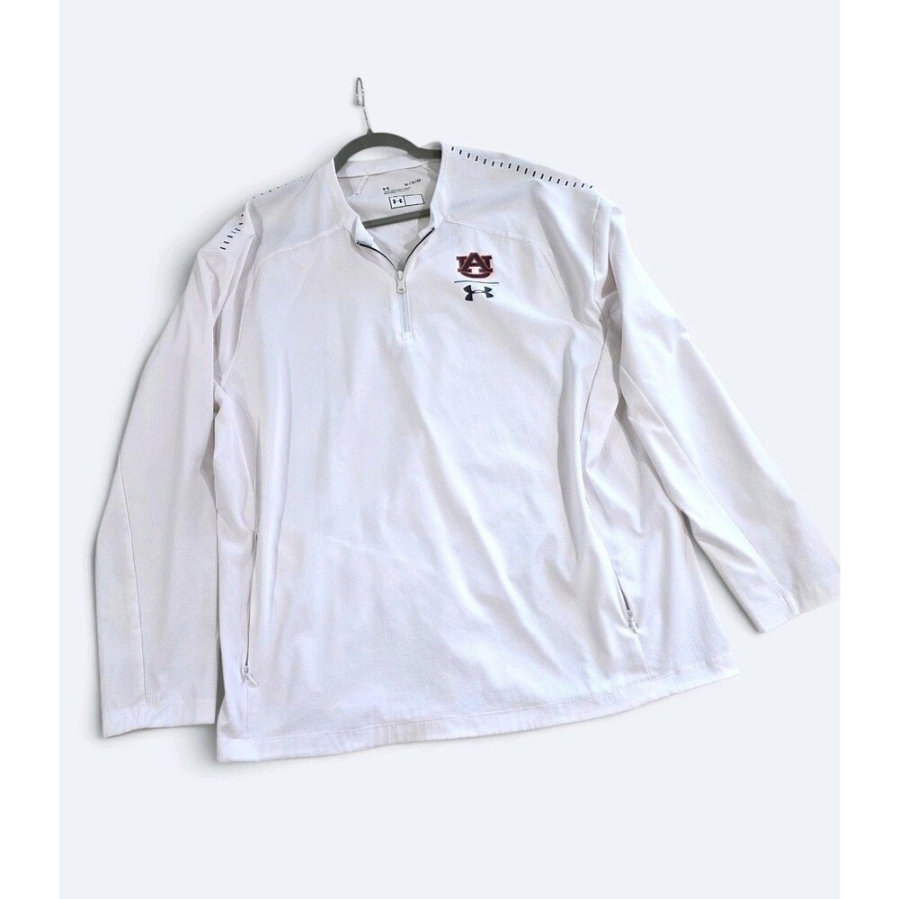 Under Armour Auburn Tigers Team Issue 1/4 Zip Pullover Jacket White Mens XL